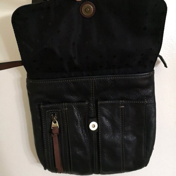 Like New Fossil Morgan Traveler Pebble Leather Black Crossbody Bag - Picture 4 of 12